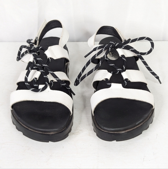 Sorel Roaming Lace Up White Leather Sandals - Picture 2 of 7